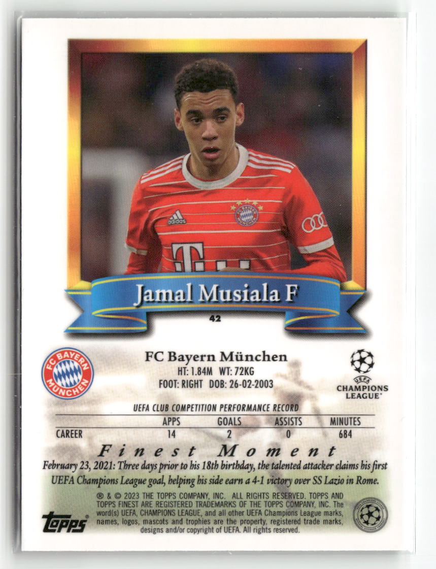 2022-23 Topps Finest Flashbacks UEFA Club Competitions #42 Jamal Musiala