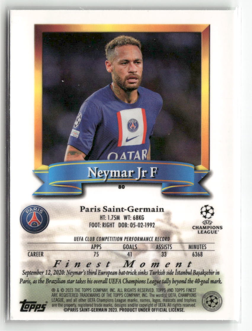 2022-23 Topps Finest Flashbacks UEFA Club Competitions #80 Neymar Jr