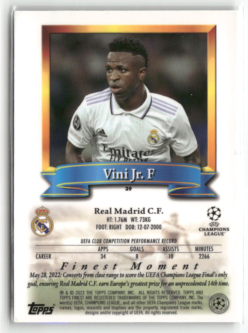 2022-23 Topps Finest Flashbacks UEFA Club Competitions #39 Vini Jr.