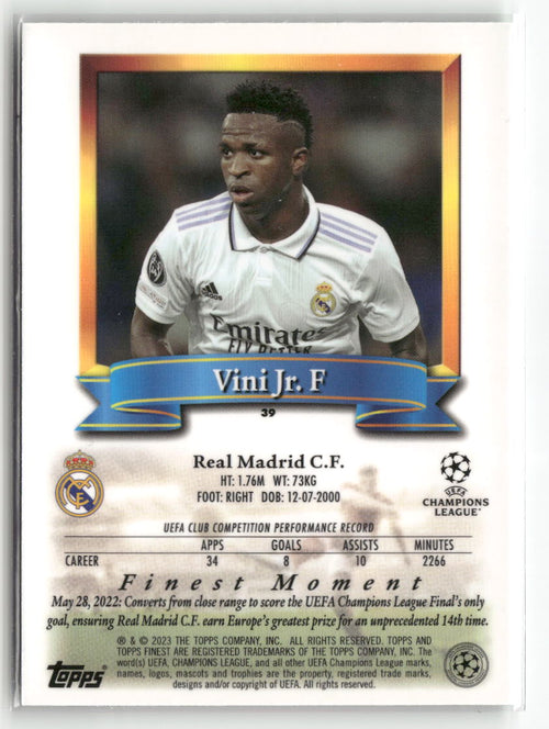 2022-23 Topps Finest Flashbacks UEFA Club Competitions #39 Vini Jr.