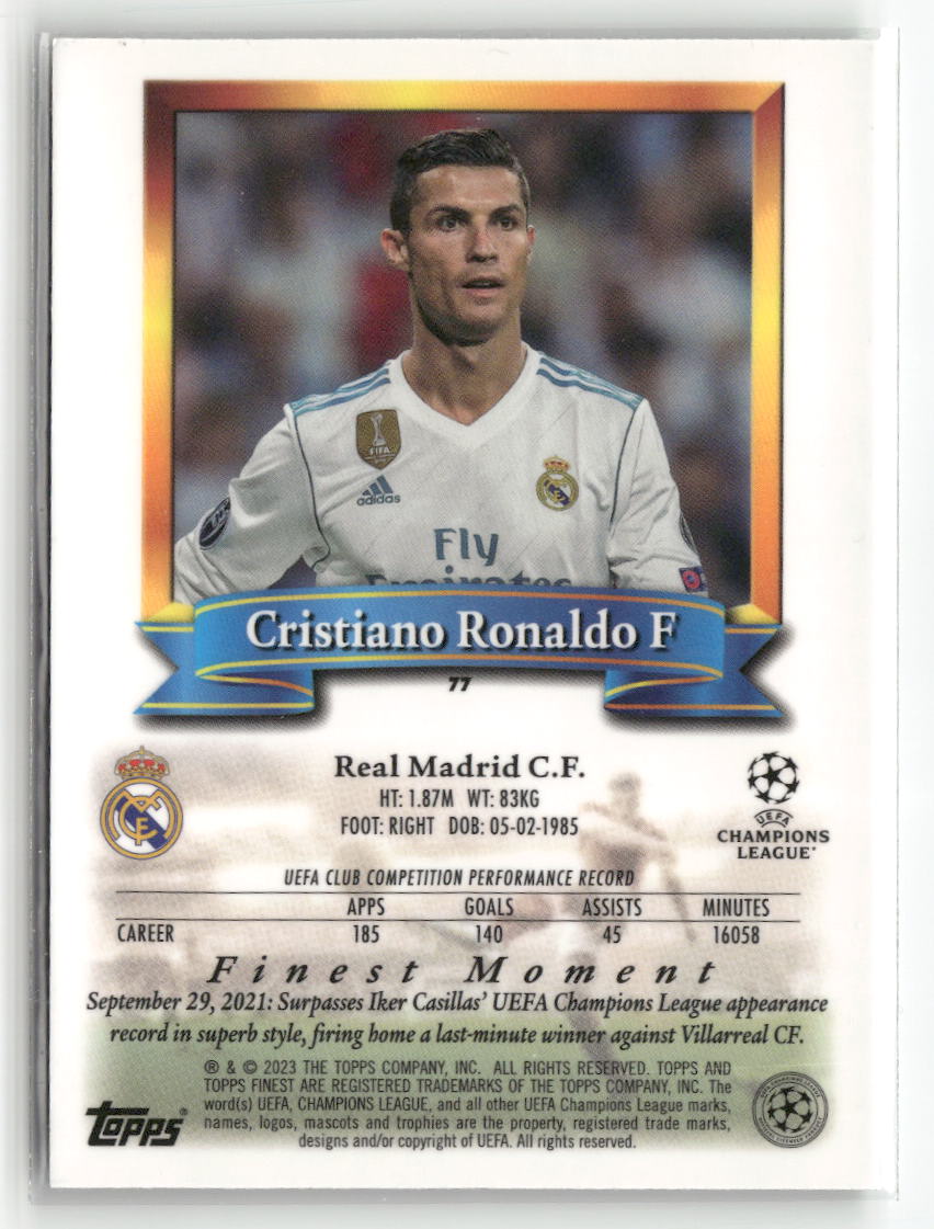 2022-23 Topps Finest Flashbacks UEFA Club Competitions #77 Cristiano Ronaldo