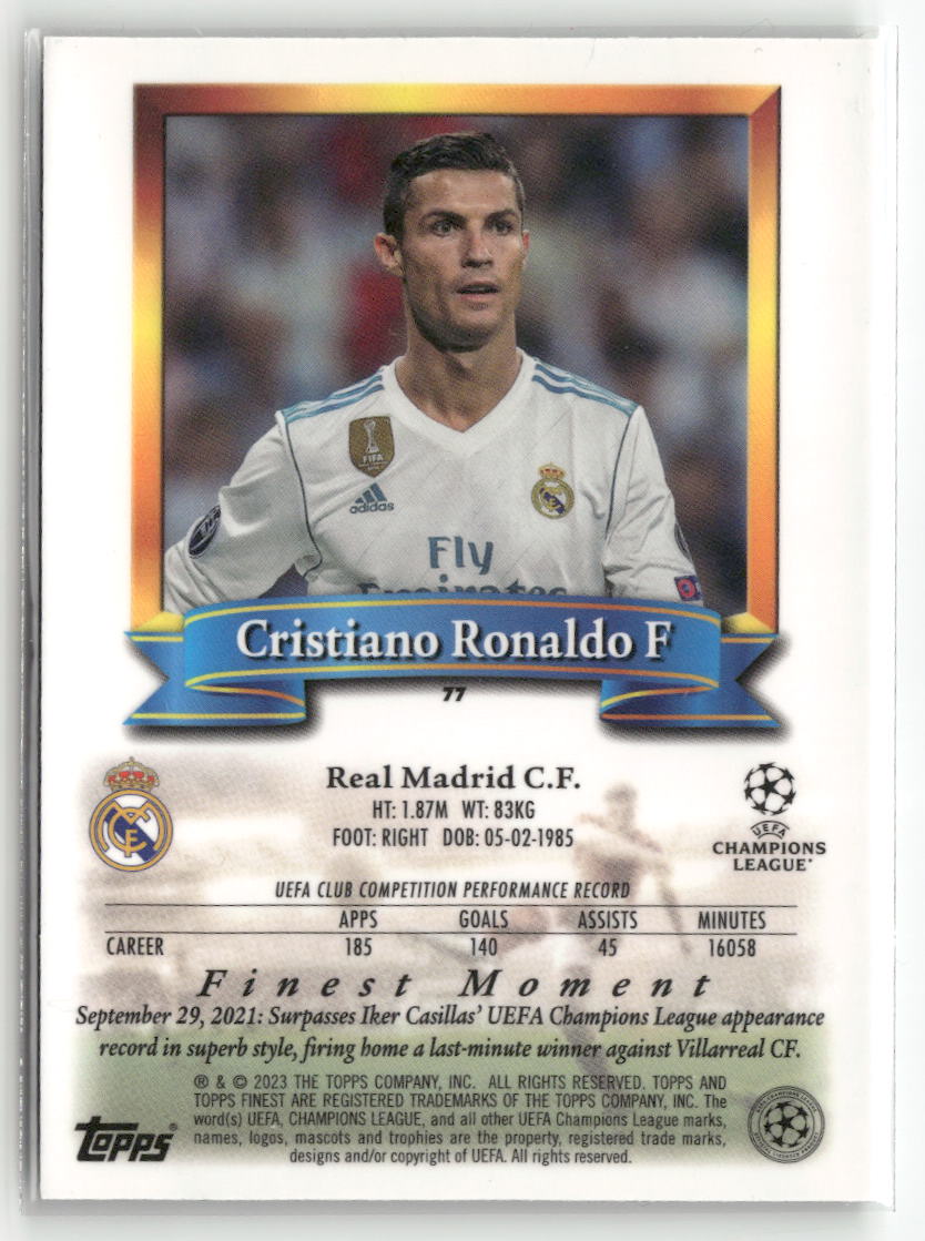 2022-23 Topps Finest Flashbacks UEFA Club Competitions #77 Cristiano Ronaldo