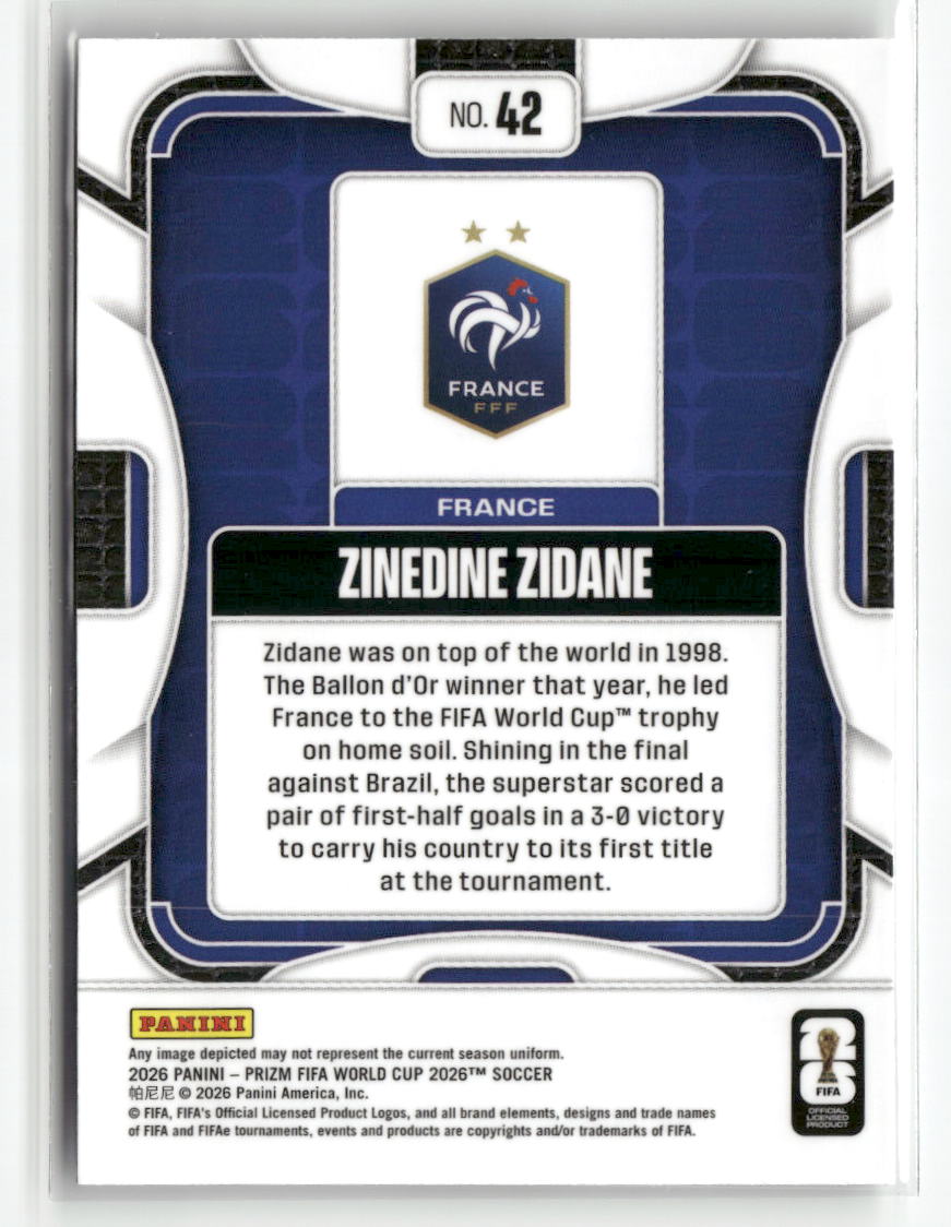 2026 Panini Prizm FIFA World Cup #42 Zinedine Zidane