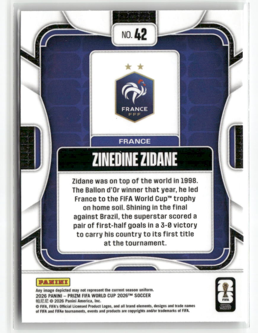 2026 Panini Prizm FIFA World Cup #42 Zinedine Zidane