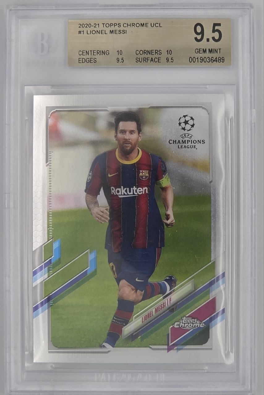 2020-21 Topps Chrome UEFA Champions League #1 Lionel Messi BGS 9.5 Gem Mint